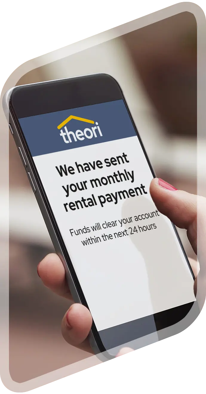 Message on mobile phone confirming the landlords monthly rental payment has been sent