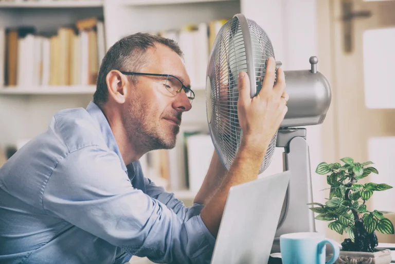 Man with fan
